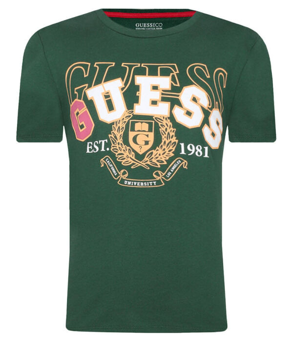 

Футболка детская Guess с принтом, зеленый