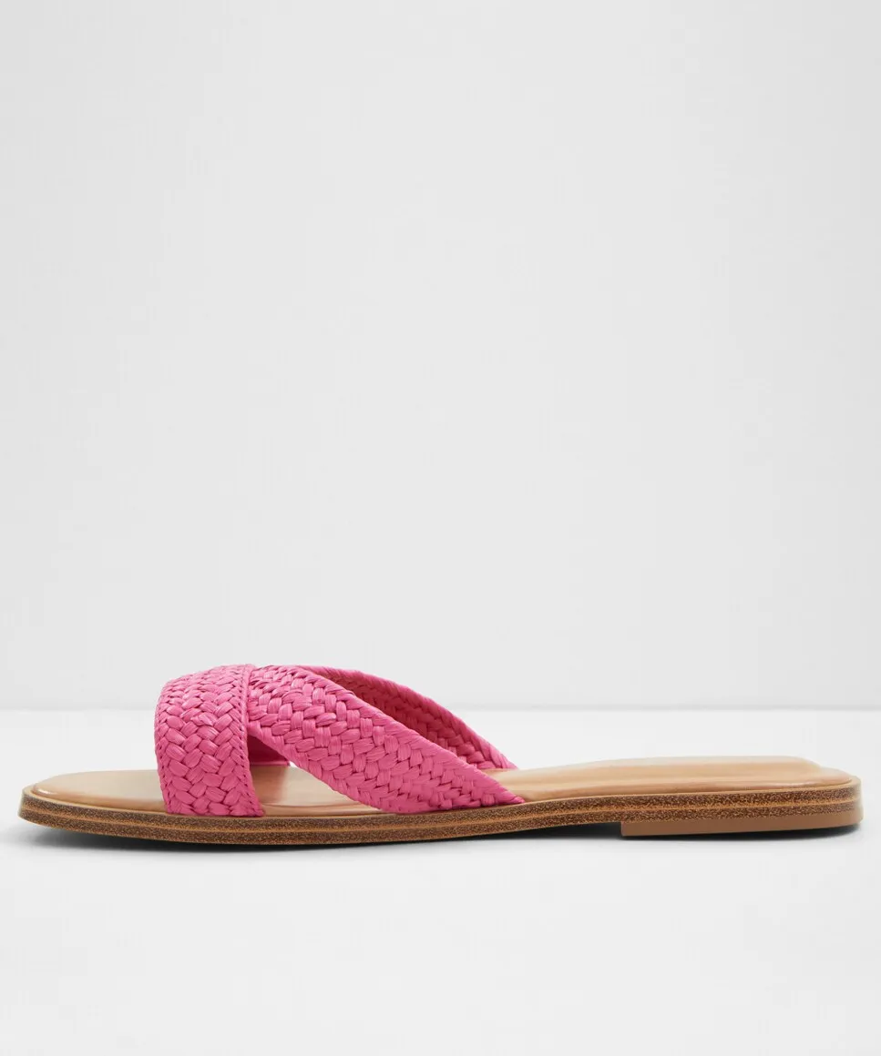 Женские текстильные босоножки на плоской подошве с круглым носком Aldo, розовый — фото 3