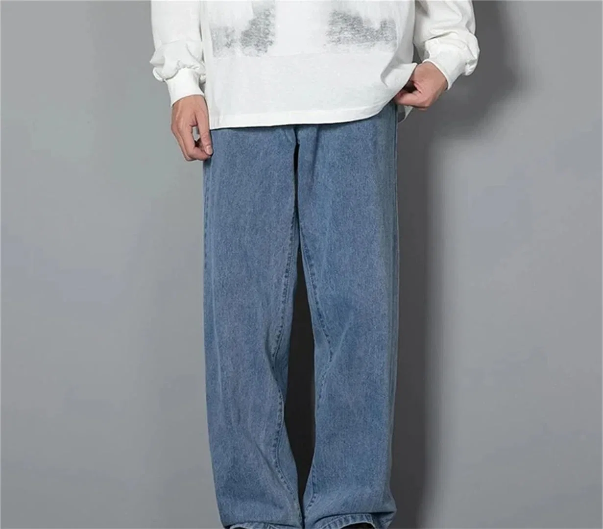 Джинсы свободные Straight Leg Casual, Серый — фото 3