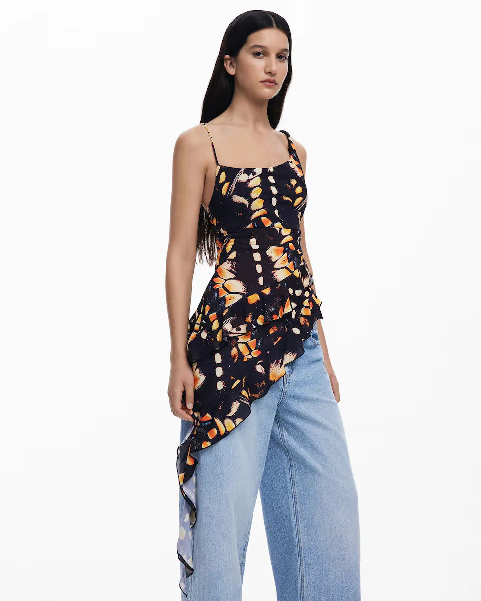 

Женская футболка без бретелек с бабочкой Desigual, черный