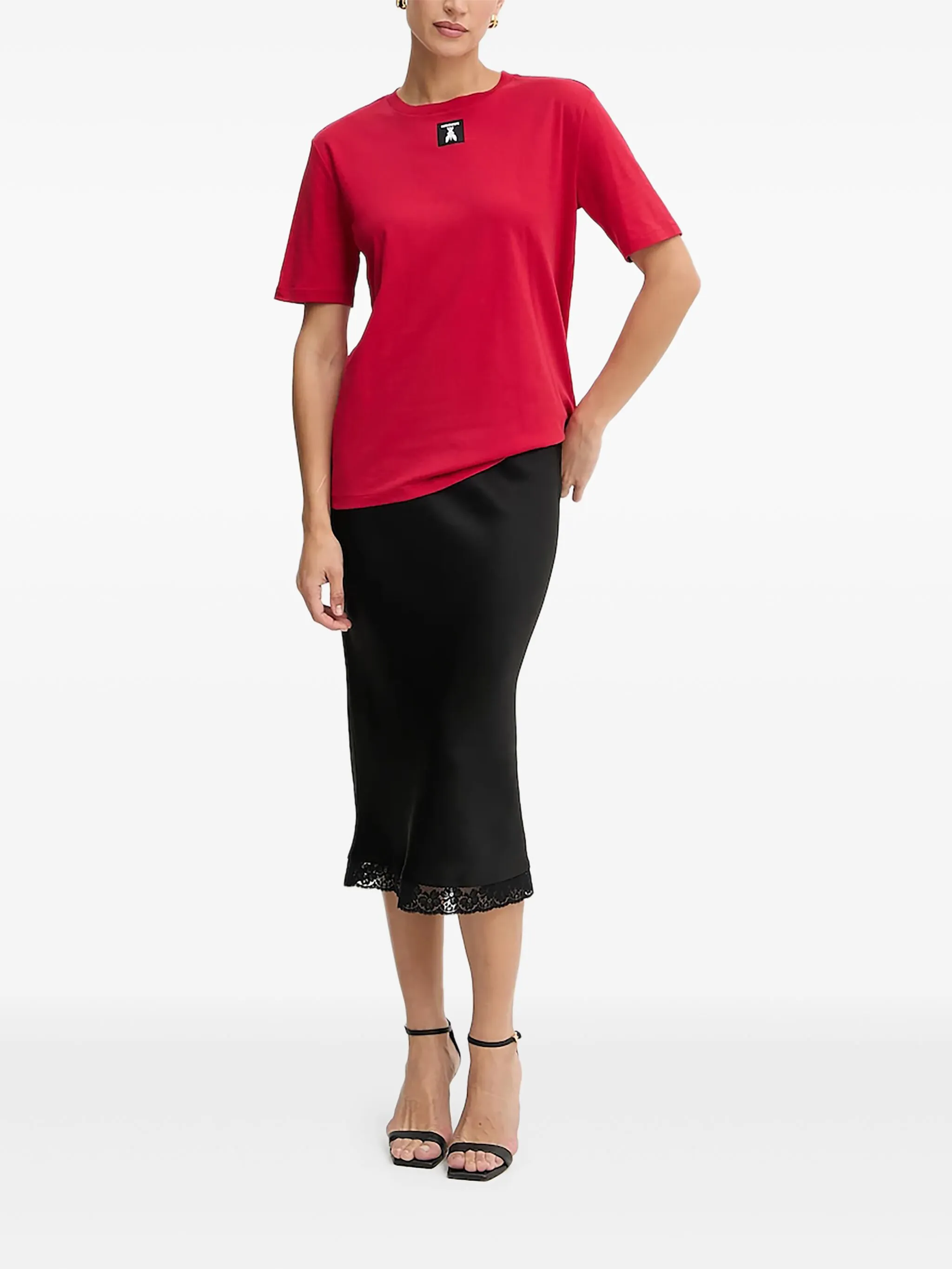 

Футболка с нашивкой-логотипом Patrizia Pepe, красный