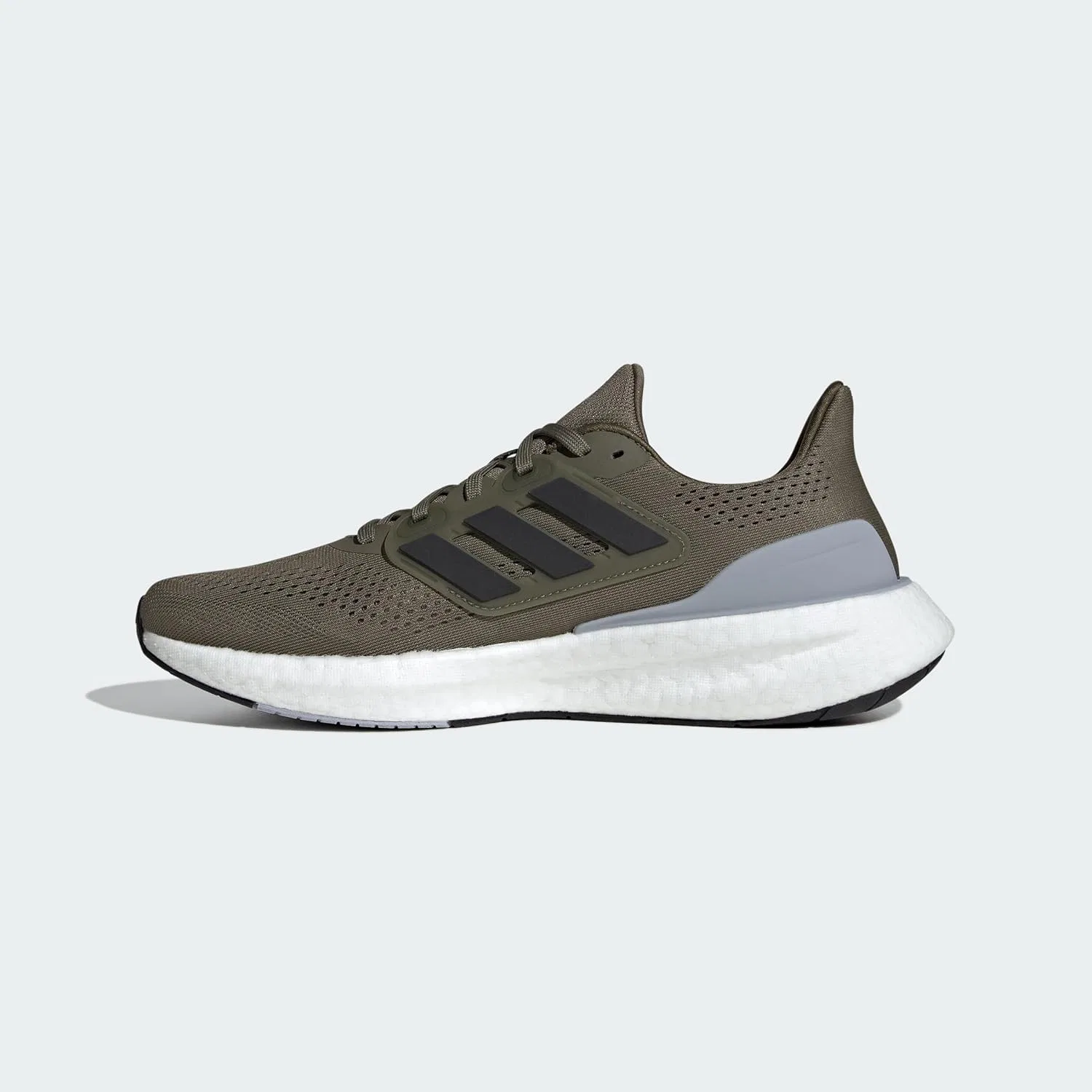 Мужские кроссовки Adidas Pureboost 23 для бега, Olive Strata Core Black Halo Silver — фото 2