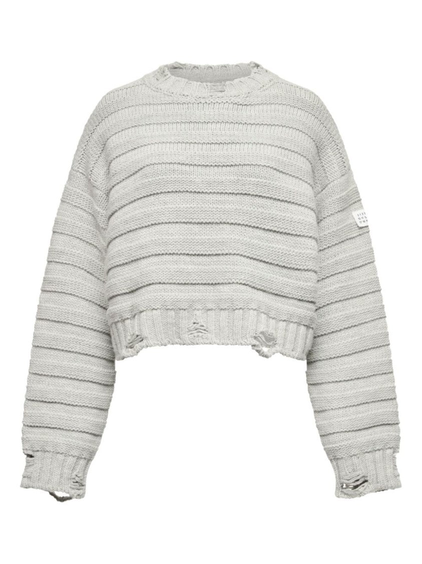 

Серый укороченный свитер с резинкой Mm6 By Maison Margiela