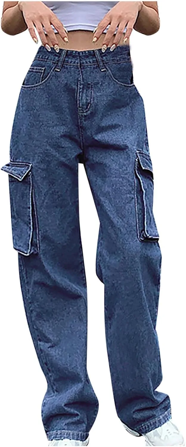 

Джинсы для женщин High Waist Straight Wide Leg