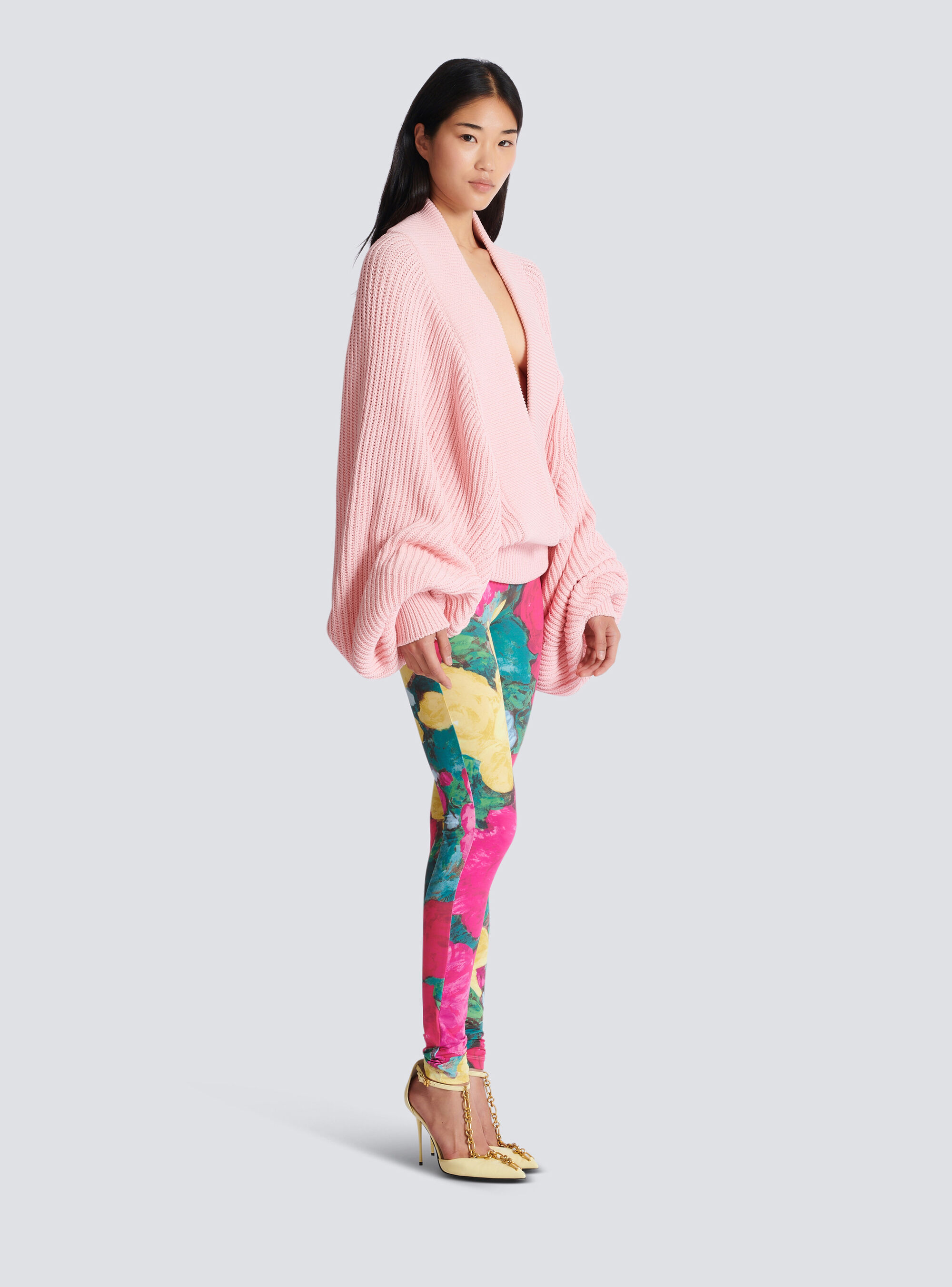 Свитер крупной вязки оверсайз Balmain, розовый — фото 3