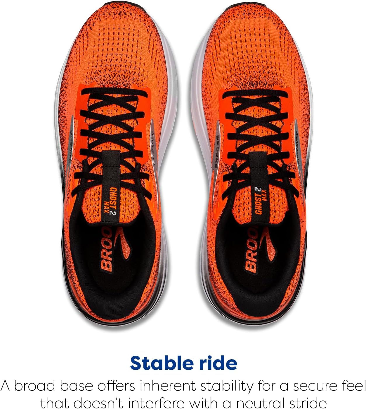 Мужские кроссовки Brooks Ghost Max 2 для бега и ходьбы, черный/оранжевый — фото 4