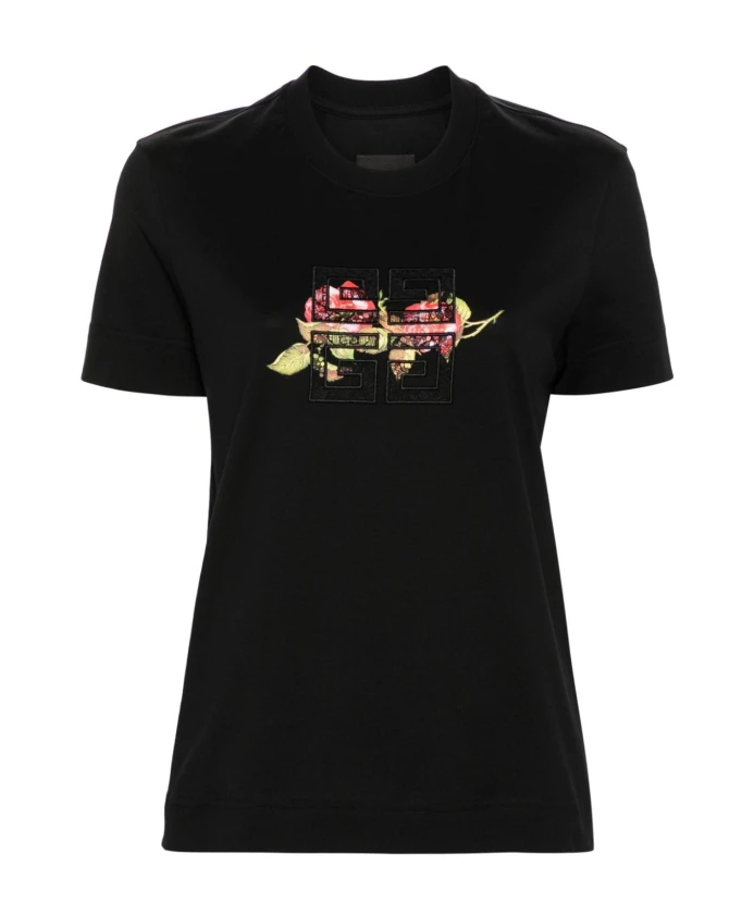 

Топ с цветочным узором и кружевной отделкой Givenchy, черный