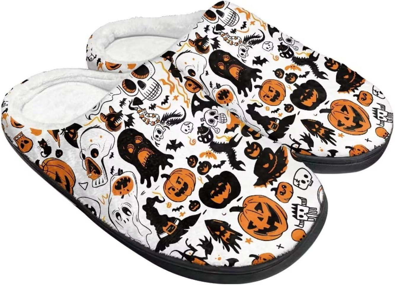 

Домашние тапочки на Хэллоуин из хлопка для женщин и мужчин, праздничные тапочки для дома, мягкие и теплые тапочки для спальни Buxolandt, Halloween Designs