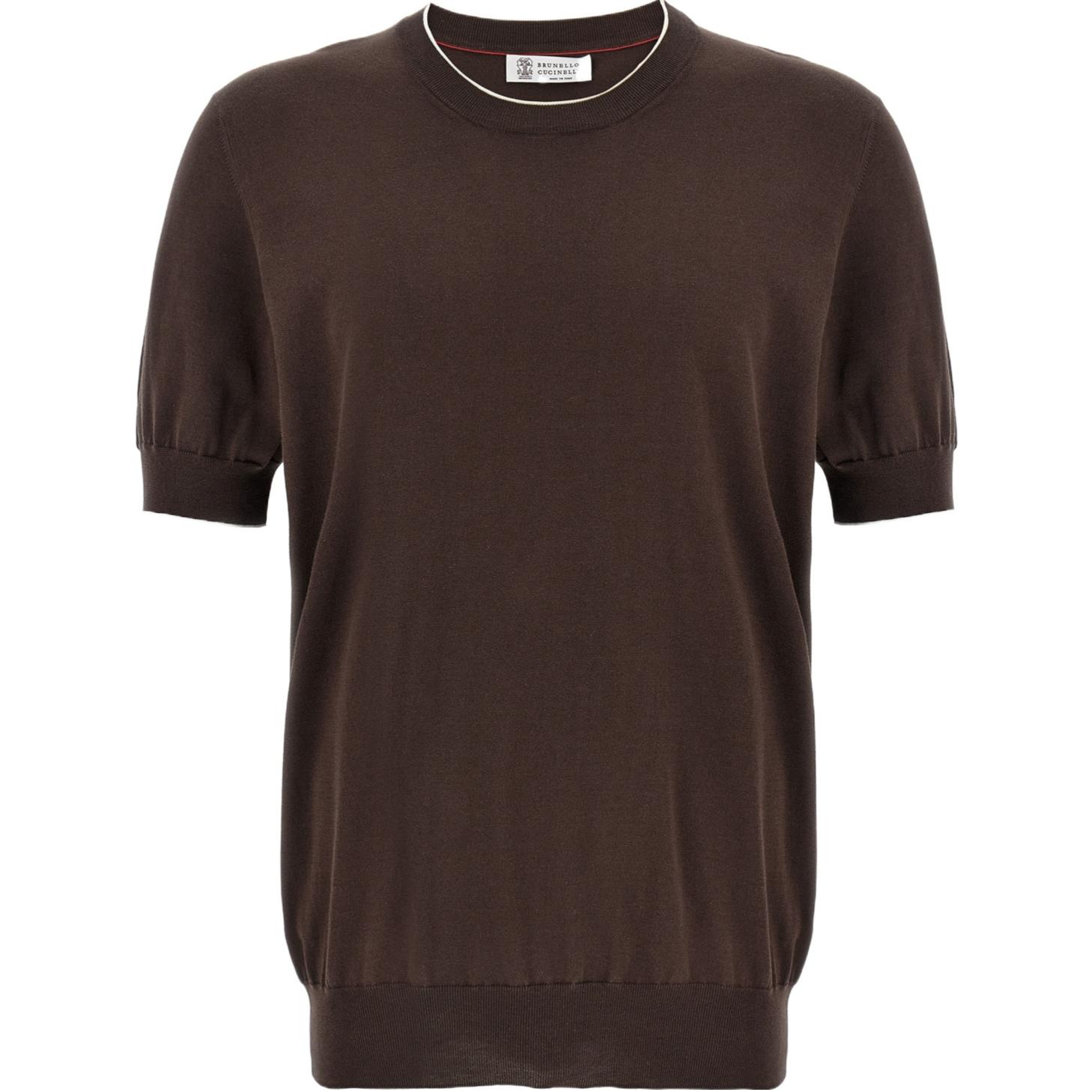 

Short Sleeved Ribbed Jumper Brunello Cucinelli, коричневый