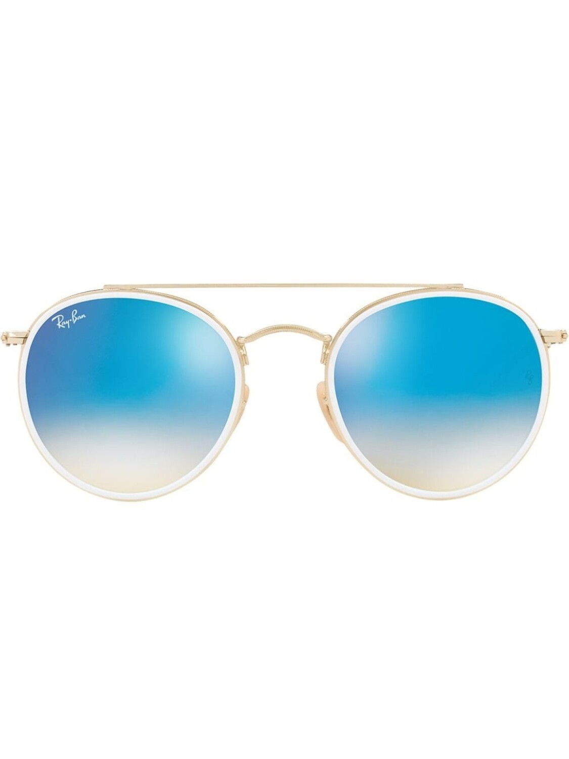 

Ray-Ban круглые солнцезащитные очки с двойным мостом, золотистый