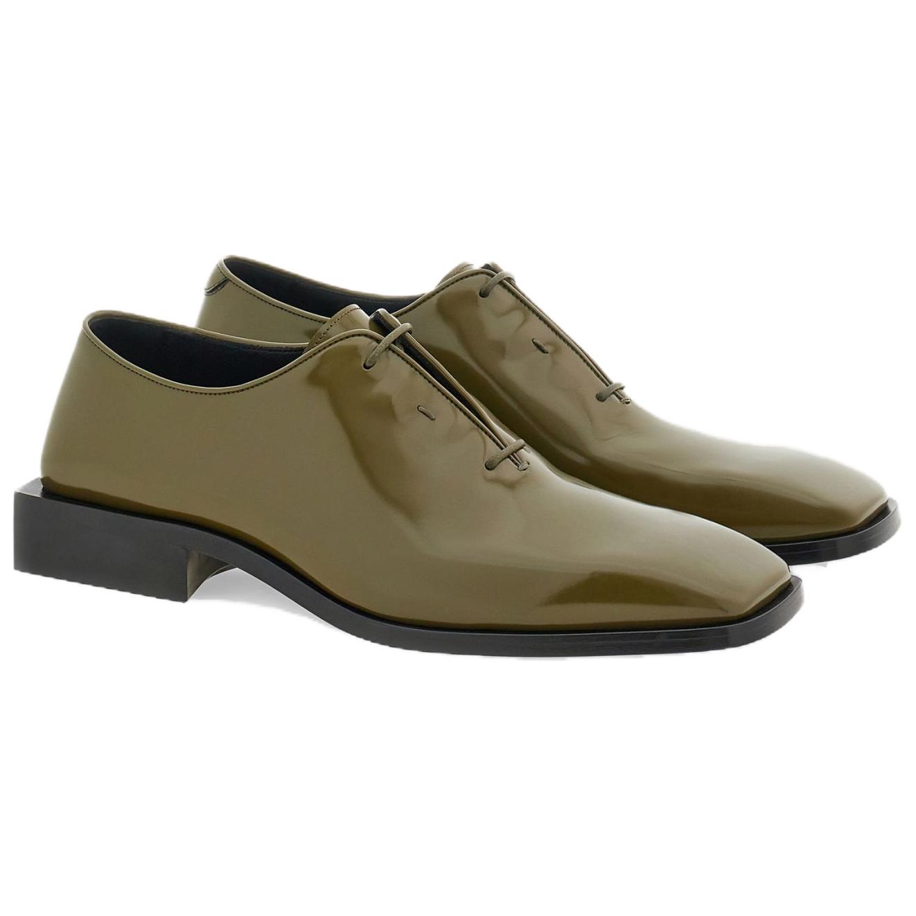 Ferragamo Кожаные туфли Cow Leather для мужчин, цвет Olive Green — фото 4