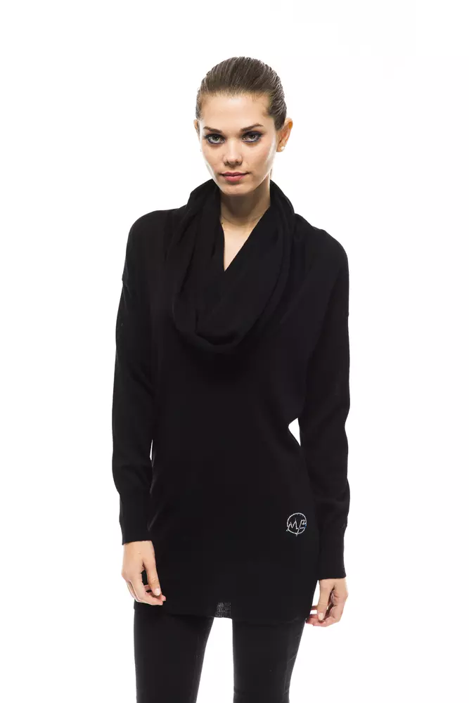 

Украшенный шерстяной свитер с высоким воротником Montana Blu, Black
