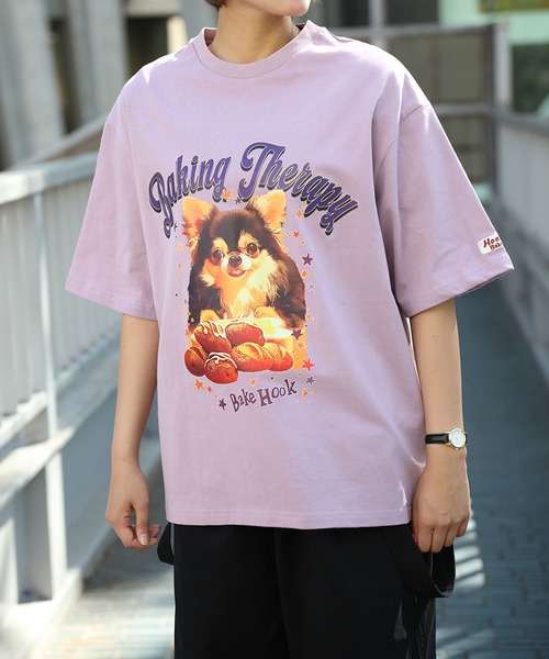 

Футболка с коротким рукавом, анималистический принт "HOOK BAKERY", фиолетовая