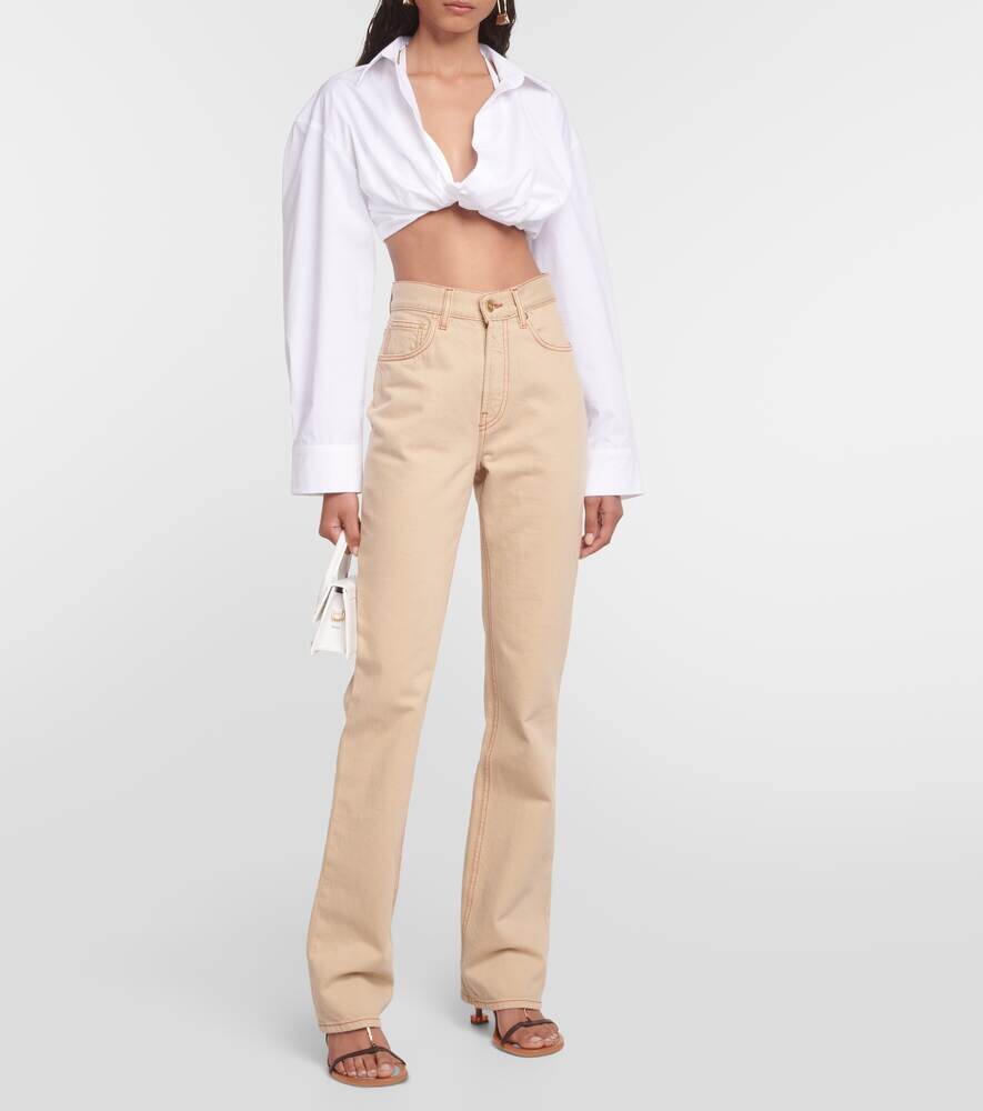 Укороченный топ La Chemise Bahia из смесового хлопка JACQUEMUS, белый — фото 2