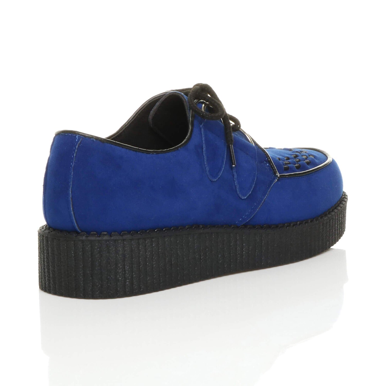 Туфли Teddy Boy на низкой танкетке Creepers из искусственной замши на шнуровке AJVANI, синий — фото 4