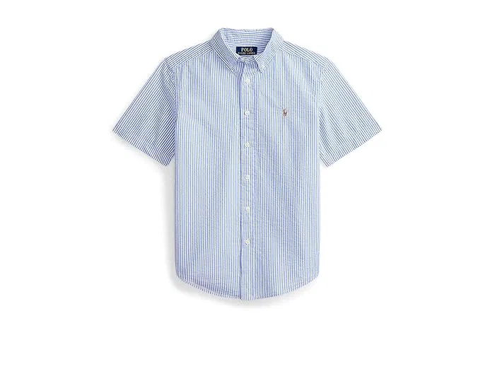 Рубашка поло из хлопка сейрсакер полосатая Polo Ralph Lauren Kids, Nantucket Red/Deckwash White