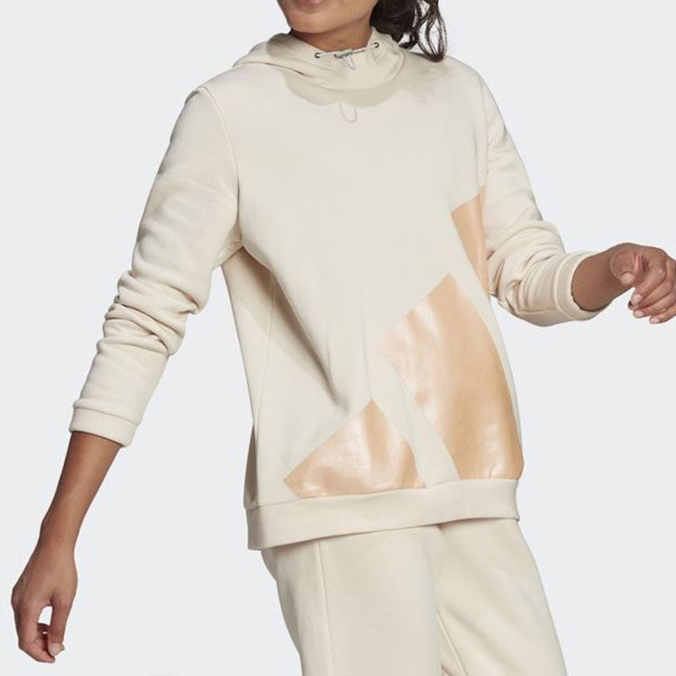 Худи (WMNS) adidas Colorblock Large Logo Sports Hoodie Creamy White — фото 4