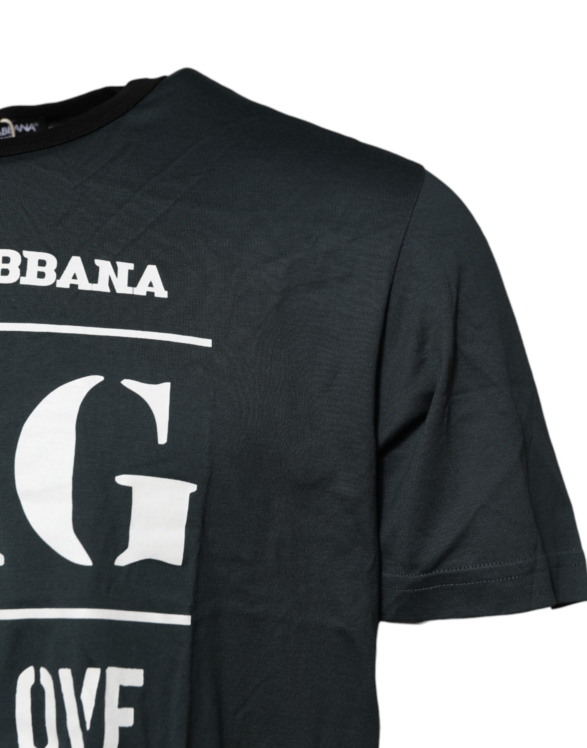 Черная хлопковая футболка с короткими рукавами и принтом Dolce & Gabbana, черный — фото 2