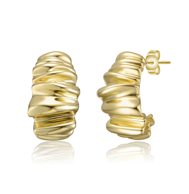 

Массивные серьги с вафельными волнами Rachel Glauber, золотой