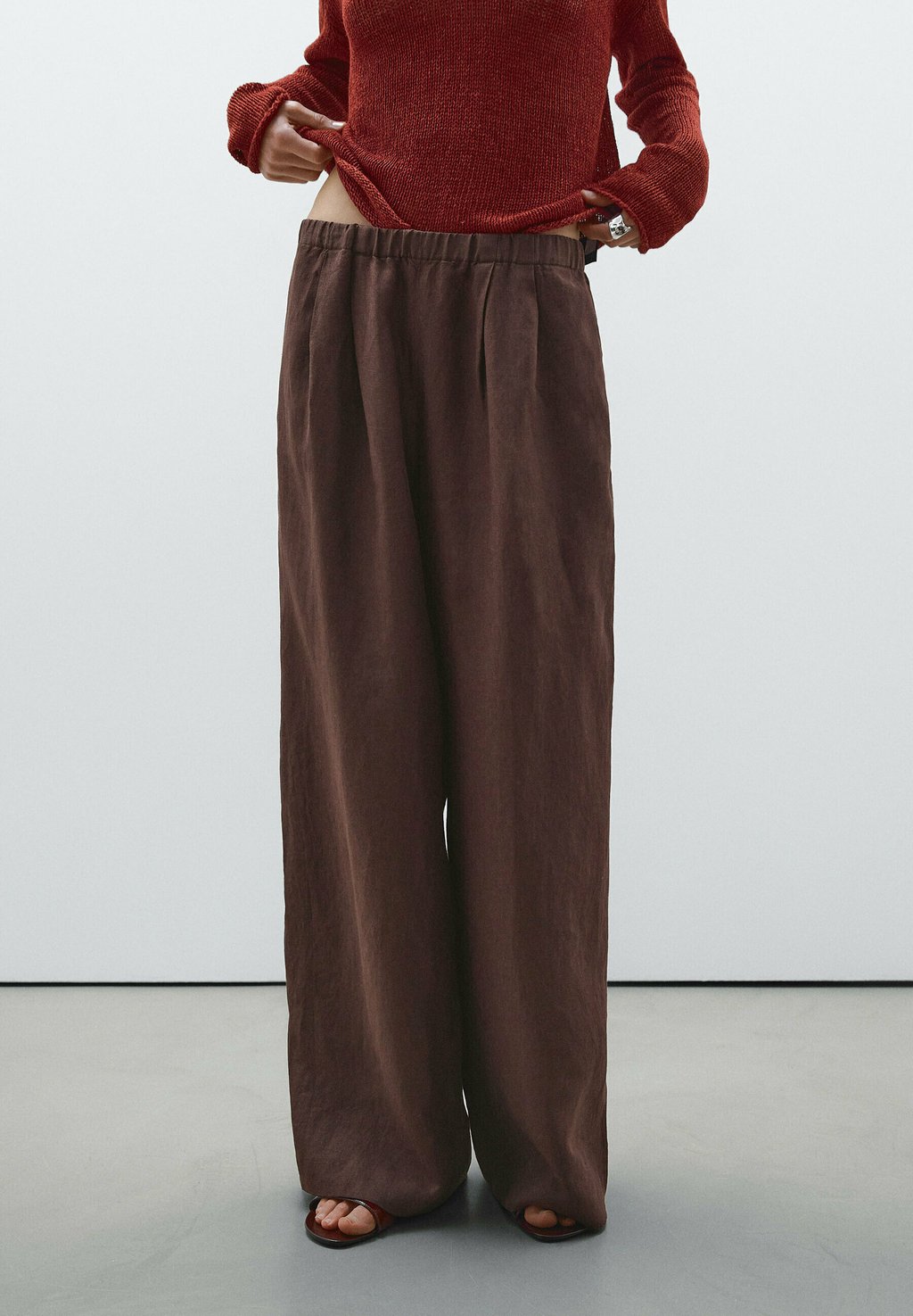 

Брюки FLOWING Massimo Dutti, бургундия