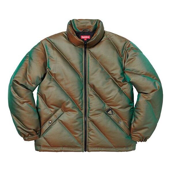 

Куртка fw19 week 11 iridescent puffy jacket green Supreme, зеленый