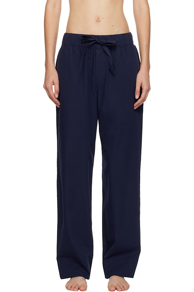 

Пижамные брюки из поплина Tekla, цвет true navy