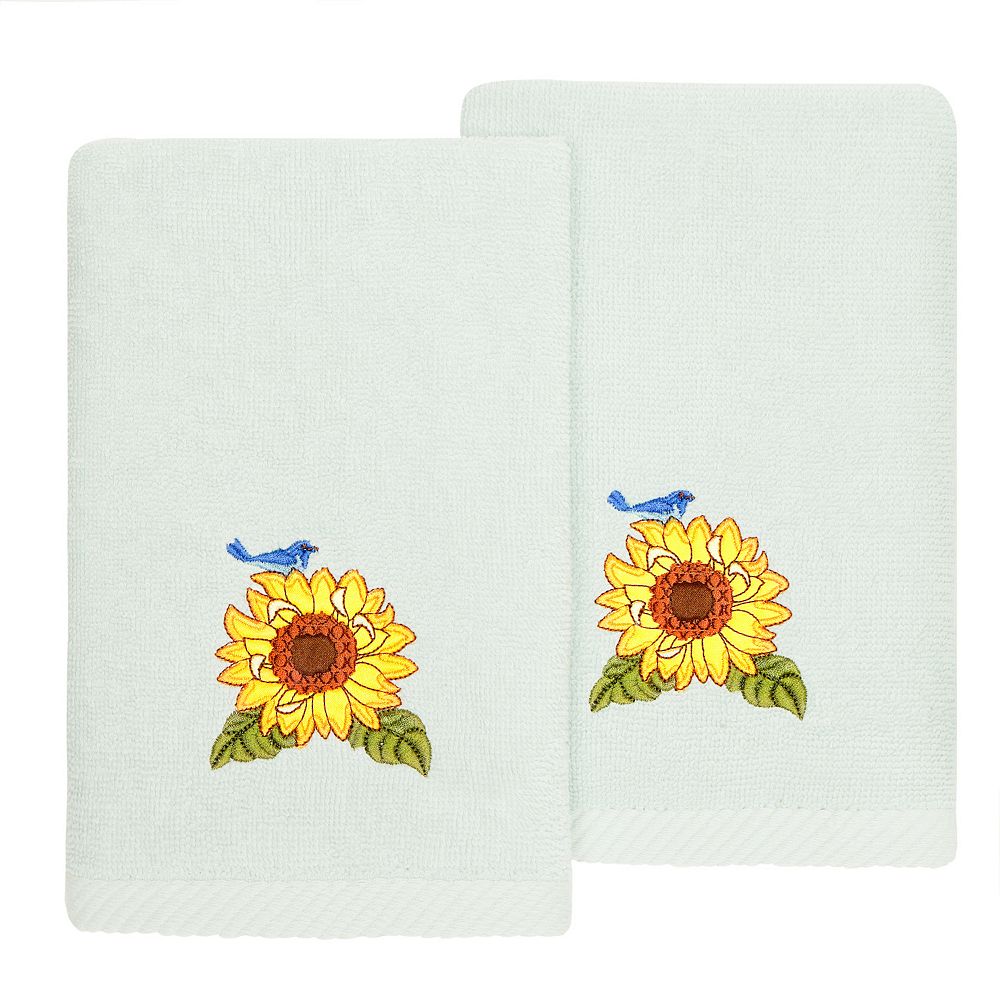 

Linum Home Textiles Турецкий хлопок Girasol Набор из 2 украшенных полотенец для кончиков пальцев, цвет Aqua