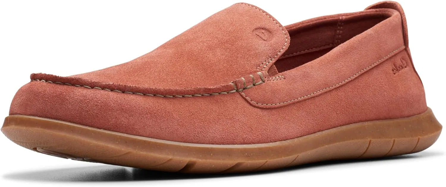 Лоферы мужские Clarks, красный замшевый