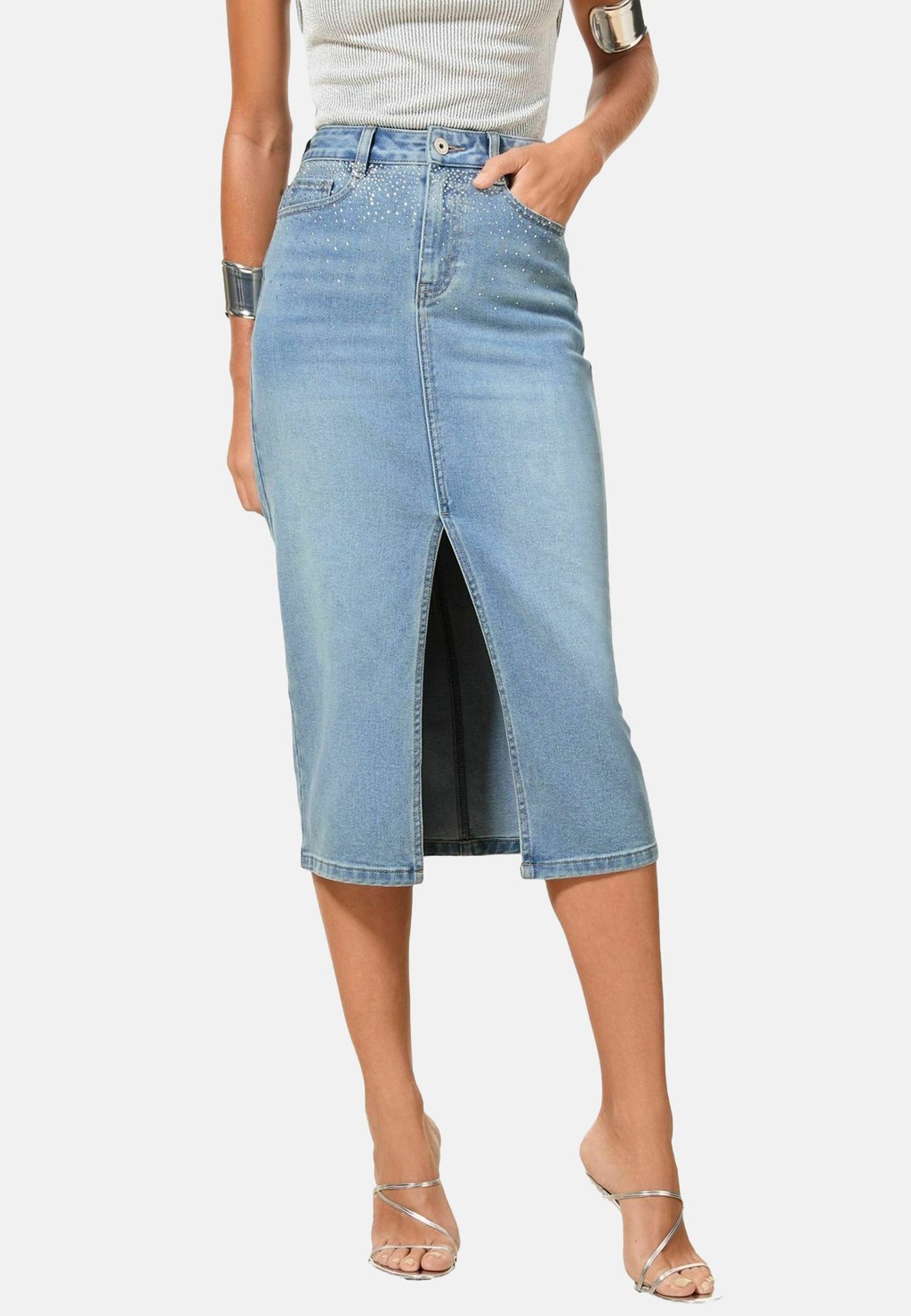 

Джинсовая юбка REGULAR FIT - SPLIT MIDI - Pencil skirt Lipsy, синий