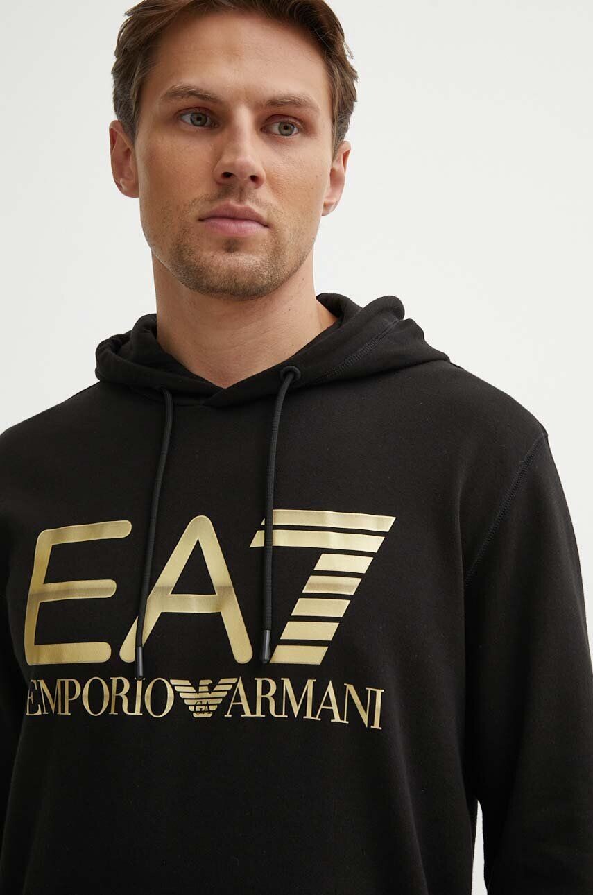 

Хлопковая толстовка EA7 Emporio Armani, черный