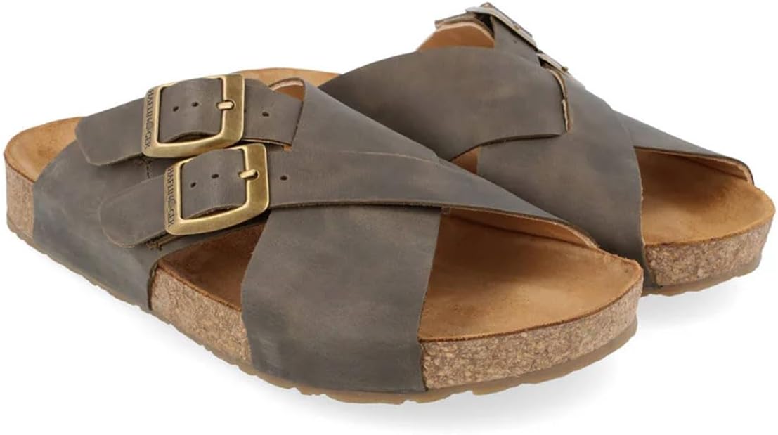 

Сандалии HAFLINGER Amiga Elegant из кожи с резиновой подошвой и стелькой из пробки и латекса, унисекс, Kaky