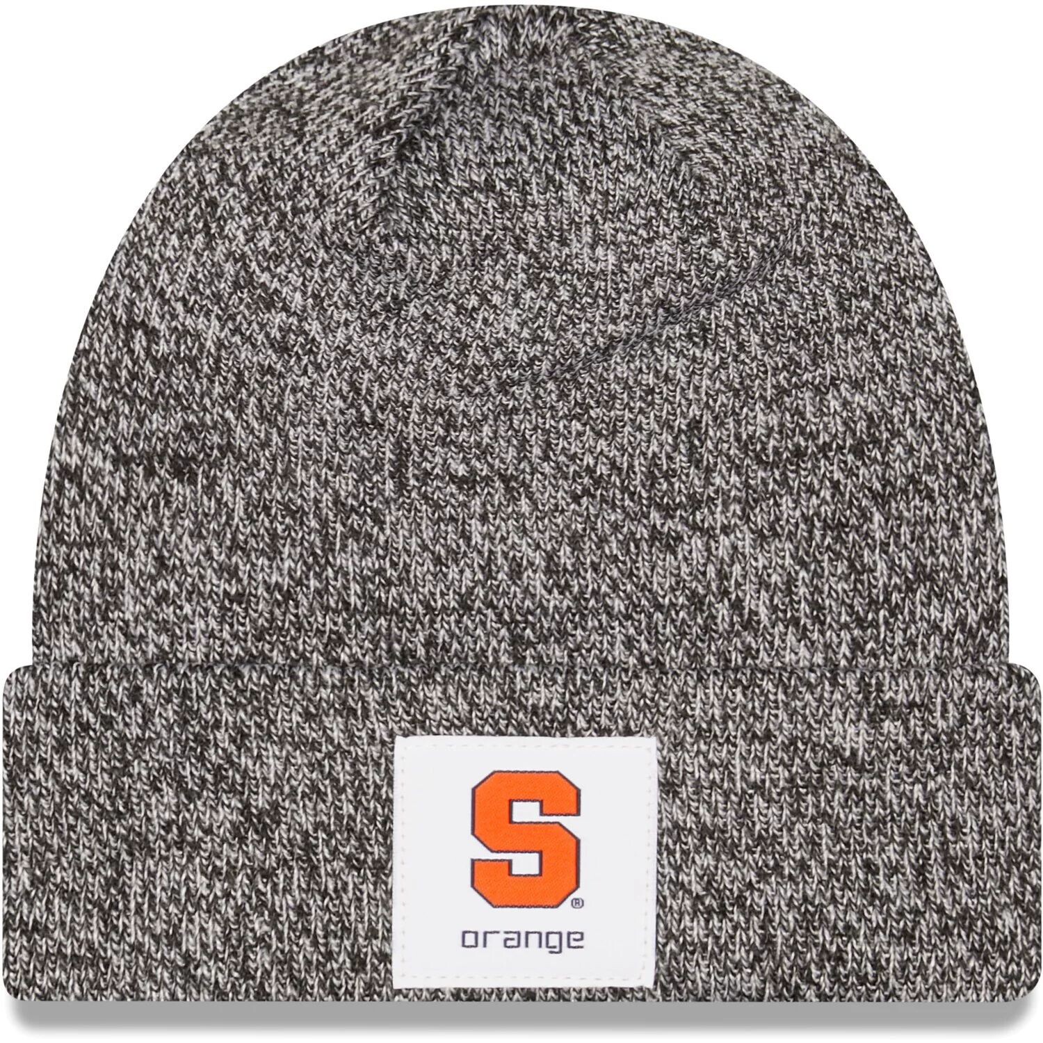 

Мужская вязаная шапка с манжетами New Era Heathered Black Syracuse Orange Hamilton