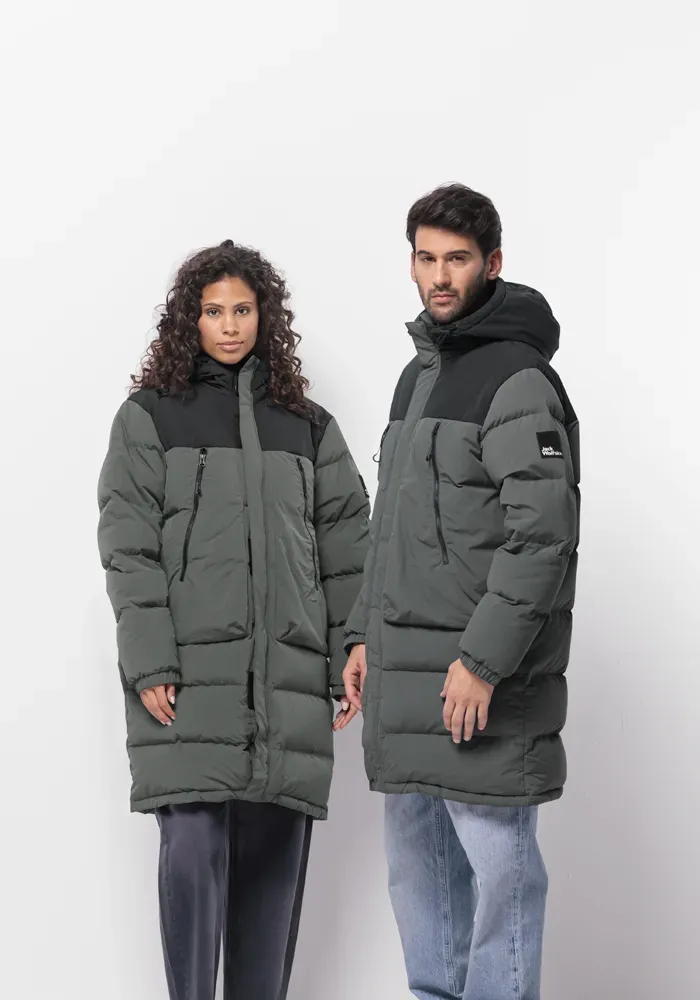 

Пуховик Jack Wolfskin "DELLBRUECK LONG JKT", с капюшоном, зеленый
