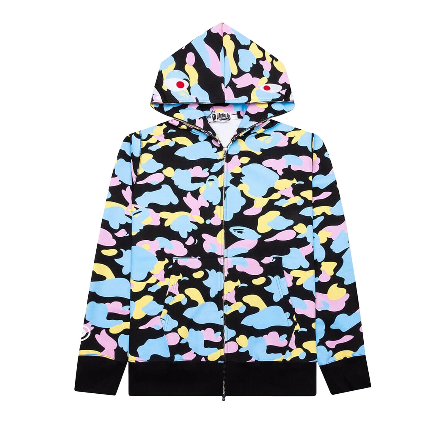 

BAPE Multi Camo 2nd Shark толстовка на молнии с полной молнией, цвет черный