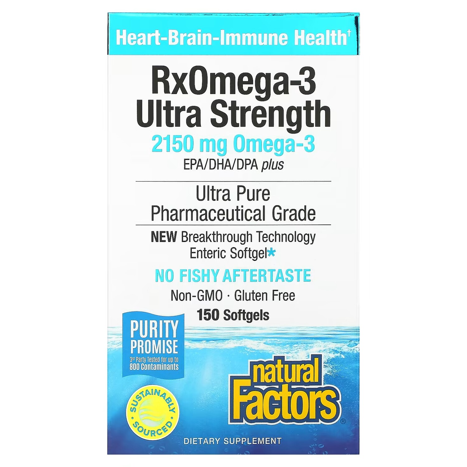 

RxOmega-3 Ultra Strength 2150 мг 150 мягких таблеток (1075 мг на мягкую таблетку) Natural Factors