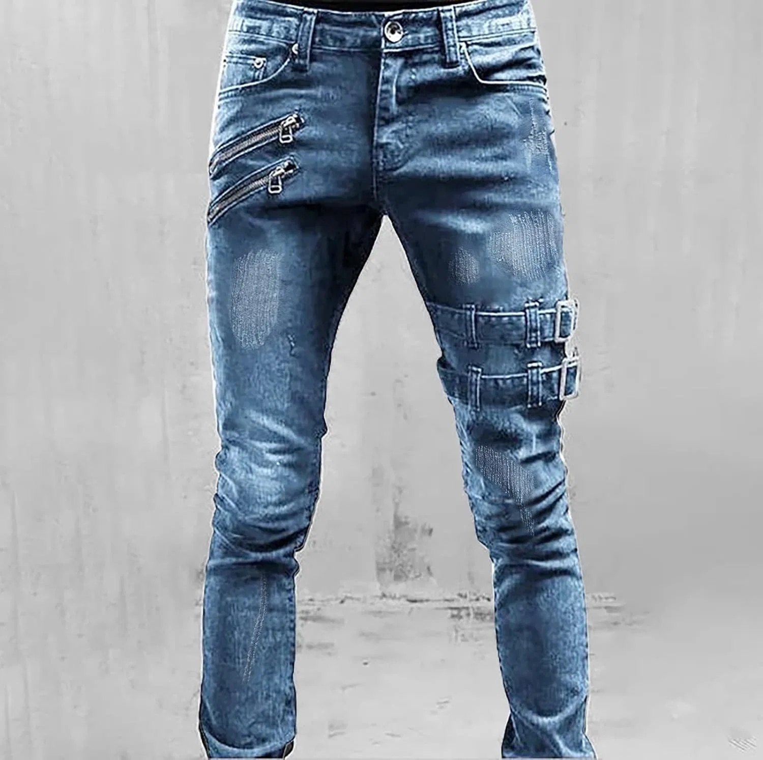 Джинсы Slim Fit Ripped, Синий — фото 2
