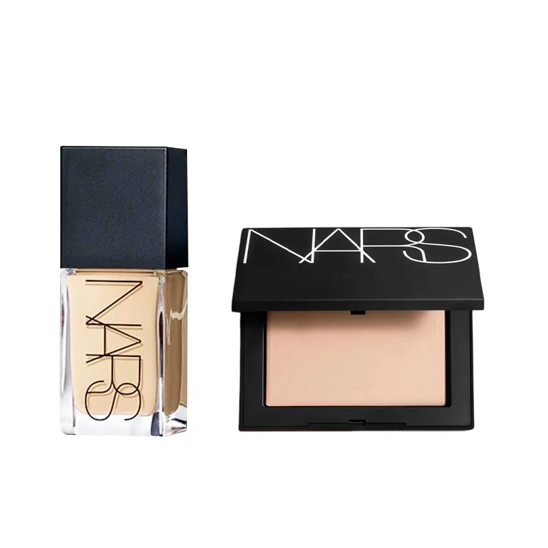 NARS Набор топовой тональной основы из двух предметов: легко растушевывается, стойкая, маскирующая, фиксирующая, 10 г + 30 мл, подарок на день рождения, Two-Piece Set: Liquid Foundation L1.25 30ml+Skin Bright White Compact 10g