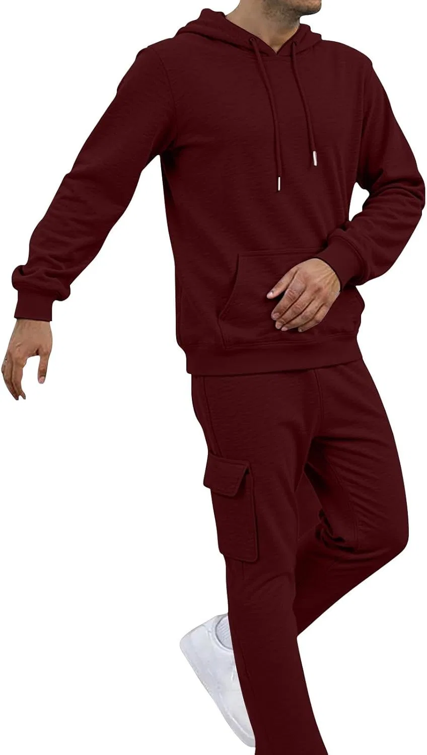 Спортивный костюм из 2 предметов, дышащий хлопок и полиэстер, Generic, Wine