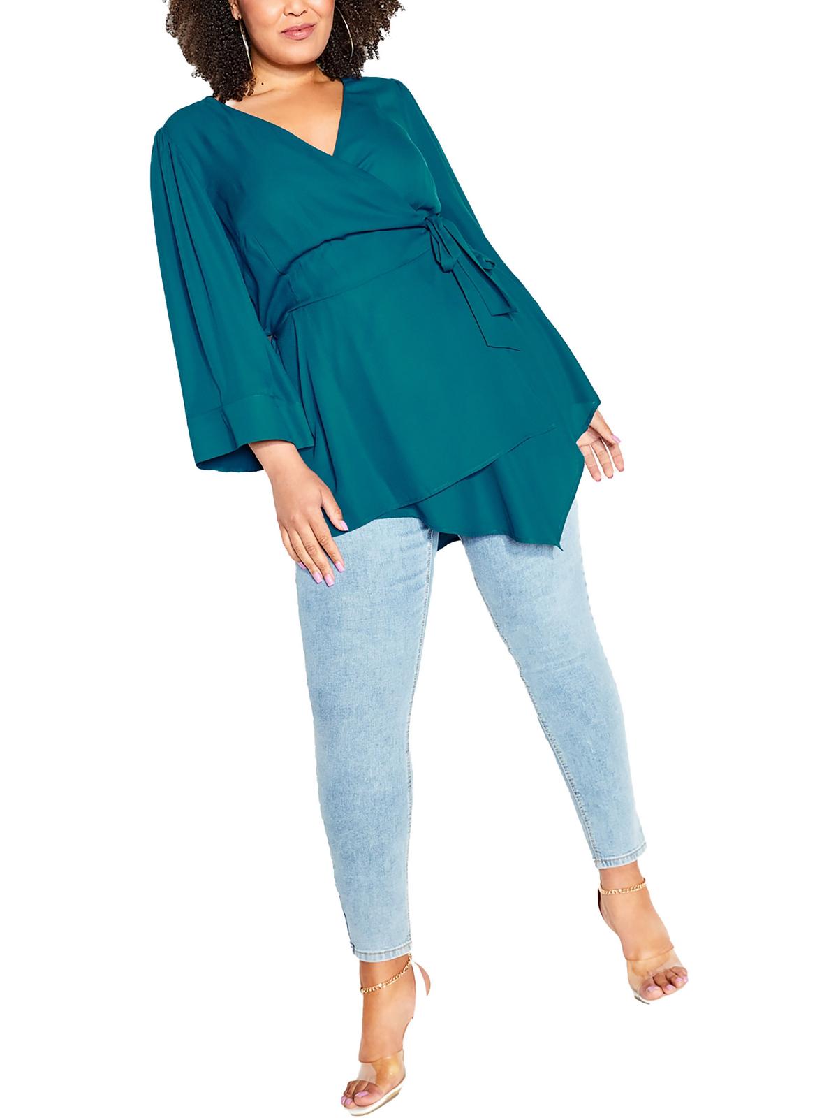 

Женский шифоновый топ Shibara с завязками по бокам City Chic, цвет teal