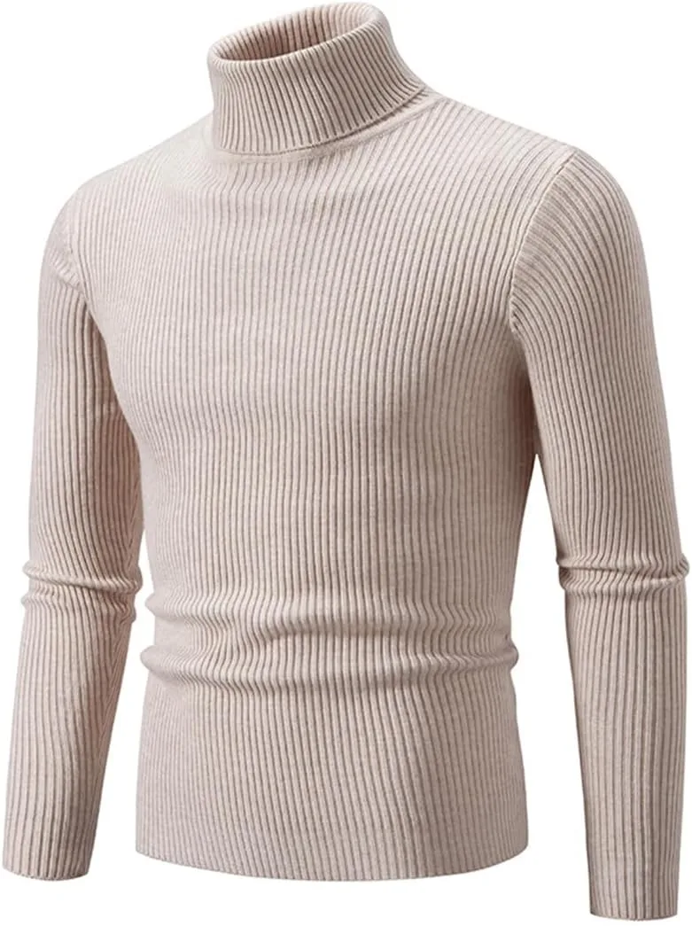 

Мужской однотонный водолазный свитер из шерсти с длинными рукавами