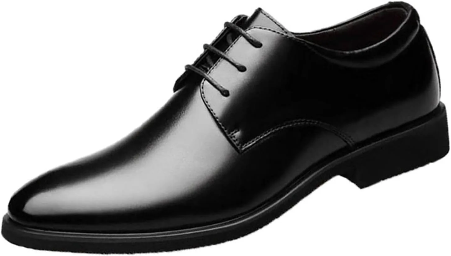 

Мужские кожаные классические туфли с шнуровкой оксфорды, классический заостренный носок, слипоны, твиxедо броги, повседневные деловые мужские дерби ETORYOOX, черный