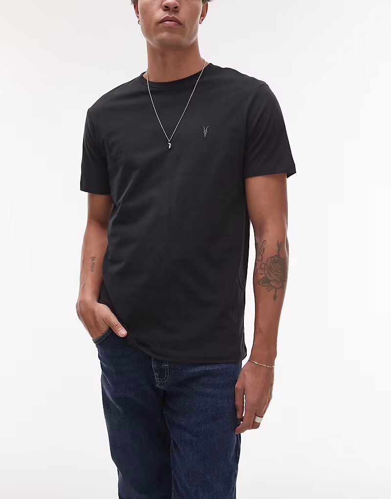 

Упаковка из 3 футболок AllSaints Brace из хлопка с начесом черного цвета