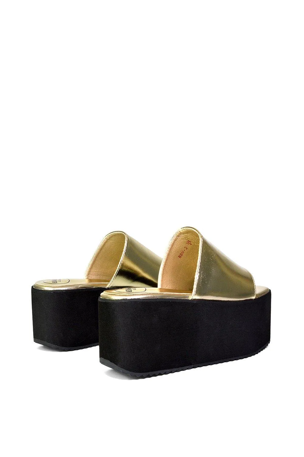 Сандалии-слайдеры на платформе с квадратным носком 'Kaiya' XY London, цвет metallic gold — фото 3