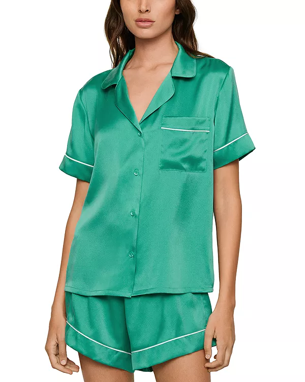 

Комплект короткой шелковой пижамы Inez, которую можно стирать. Eberjey, зеленый