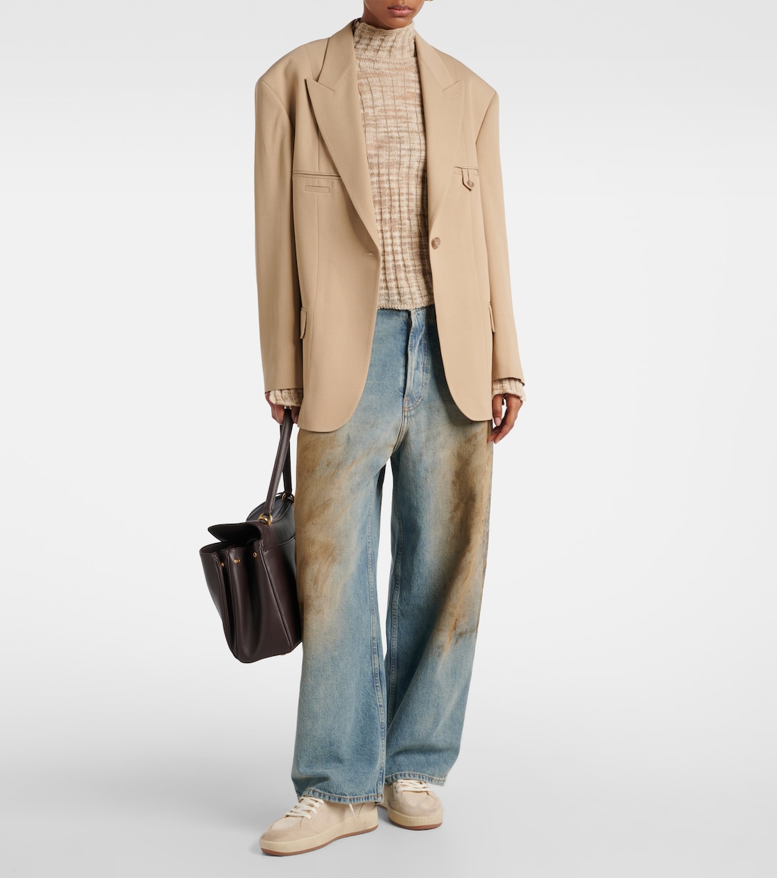 Кроссовки Ball Star 2 с отделкой из кожи и замши Golden Goose, Light Beige / Milk — фото 3