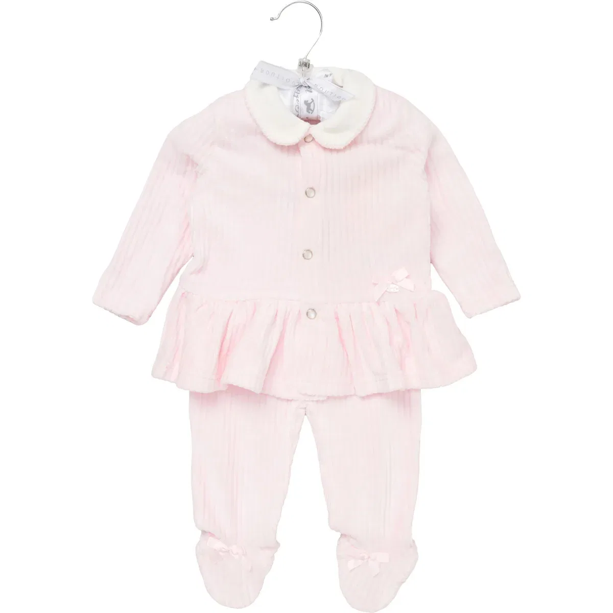 Утепленный костюм с рюшами Rock a Bye Baby Boutique, розовый — фото 2