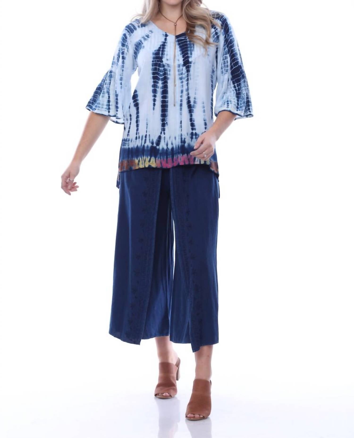 

Топ в стиле бохо с эффектом тай-дай в синем цвете Parsley & Sage