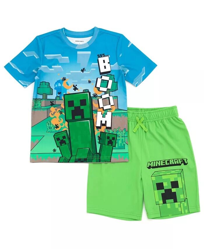 

Комплект из футболки и шорт для мальчиков Creeper Minecraft, синий