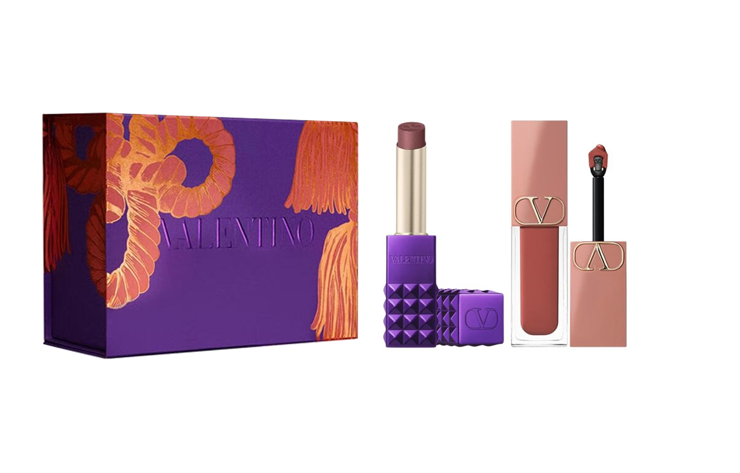 

Valentino Новогодний лимитированный дикий фиолетовый шипованный блеск для губ крем для губ набор косметики натуральный долговременный увлажняющий 2,3 г+6,5 мл