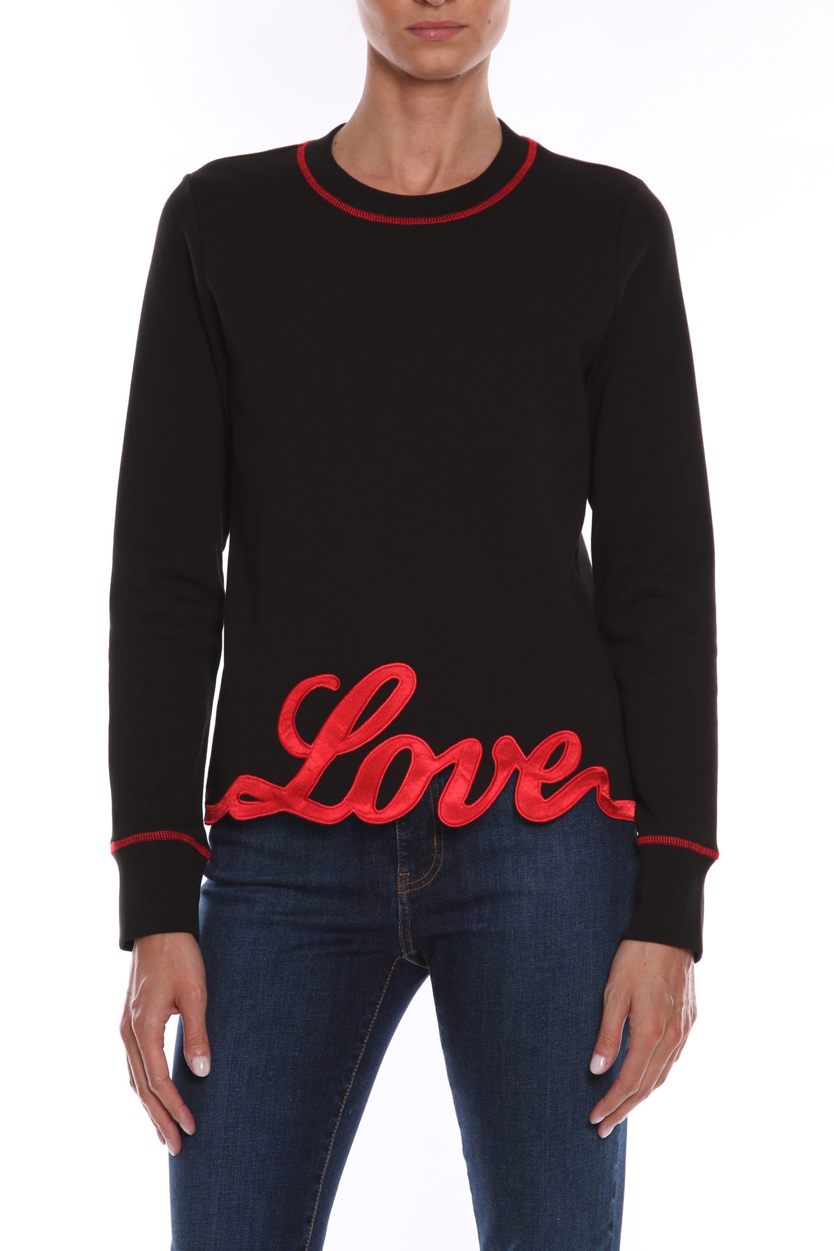 

Черный хлопковый женский свитер LOVE MOSCHINO